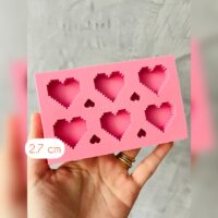 Forma de silicone coração pixel.