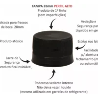 Kit 10 tampa rosca preta 28.