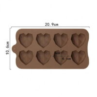 Forma de silicone  coração diamante - 8 cav.