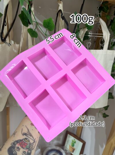 Forma de silicone retangular 6 cavidades.