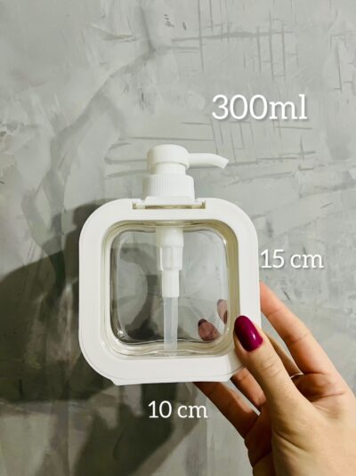 Frasco Pet com pump quadrado branco 300 ml.