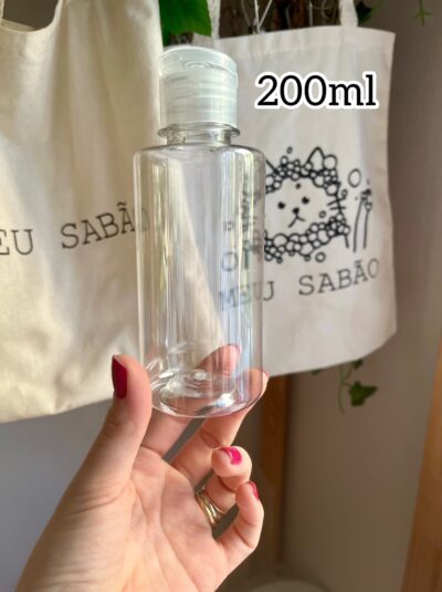Frasco Pet transparente com tampa flip  200 ml.
