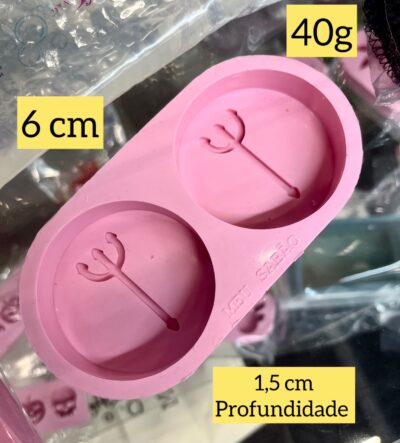 Forma em silicone Tridentes Pomba Gira redondo- 2 cav.