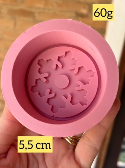 Forma de silicone Natal Floco Neve Redondo - unitário.