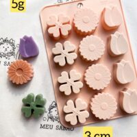 Forma de silicone Trevo, tulipa e girassol.
